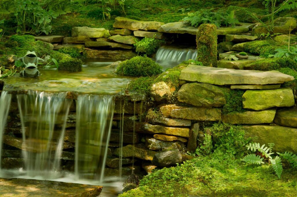 Moss Garden with Waterfall - Farmside Landscape & Design
